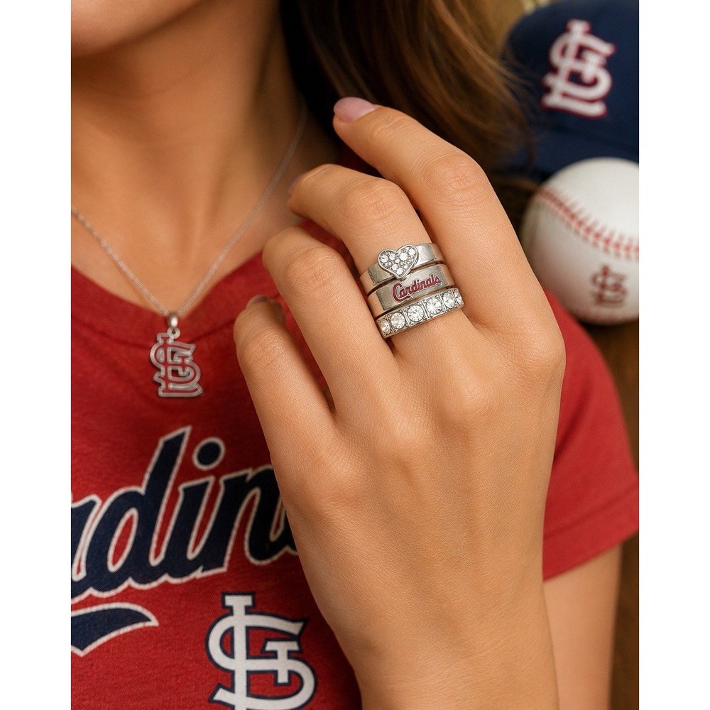 St Louis Cardinals MLB 3Pc Ring Set NOS Official Licensed Fan Jewelry One Size